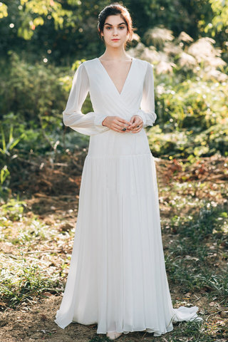 Abito da sposa elegante retro naturale a terra in stain elastico allettante