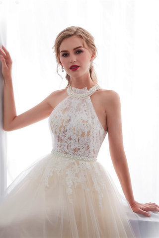 Abito da sposa in tulle con ricamo favola scintillante lunghi senza maniche