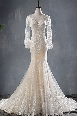 Abito da sposa allacciato stravagante distintivo con maniche lunghe a sala originale