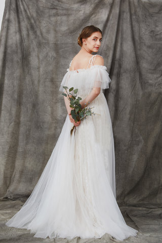 Abito da sposa in pizzo fuori dalla spalla in pizzo lunghi alta qualità cerniera