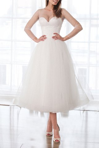 Abito da sposa cuore a-line mini bellissima cerniera con maniche lunghe