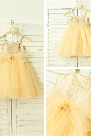 Abito da Cerimonia Bambini in Tulle con Paillette in Paillette con Fiore Principessa