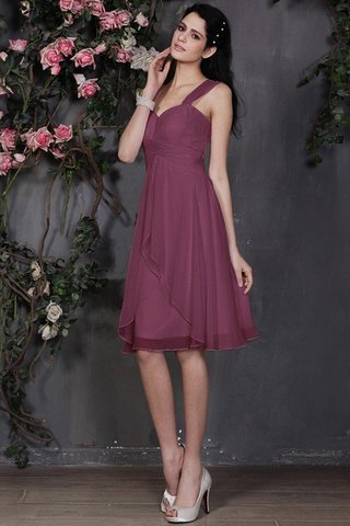 Abito da Damigella con Festone Largo Bretelle in Chiffon Mini Al Ginocchio