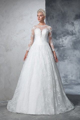 Abito da Sposa Lunghi con Maniche Lunghe decorato Alta Vita in Pizzo