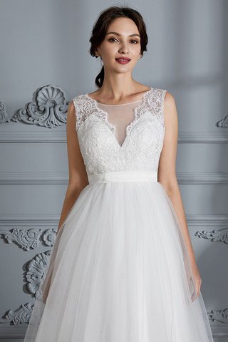 Abito da Sposa A-Line Naturale V-Scollo Senza Maniche Spazzola Treno