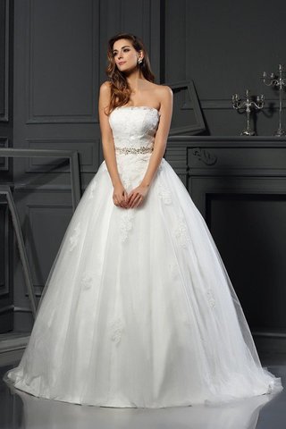 Abito da Sposa Senza Strap Alta Vita Lunghi Ball Gown con Applique