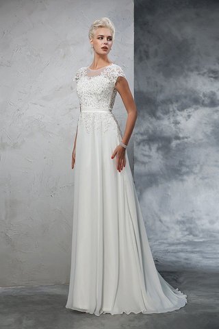 Abito da Sposa Lungo Principessa con Applique in Chiffon Alta Vita