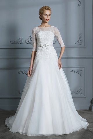 Abito da sposa naturale a-line divino coda a strascico corto convenzionale sogno