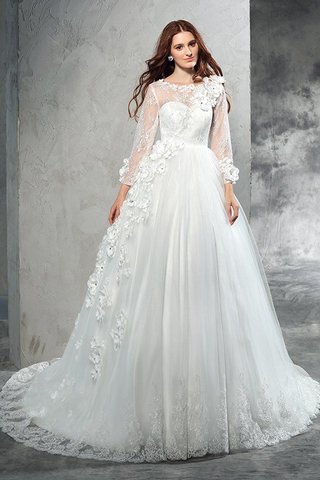 Abito da Sposa Lunghi Cerniera Ball Gown Naturale con Fiore