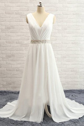 Abito da Sposa A-Line in Chiffon Naturale V-Scollo Principessa