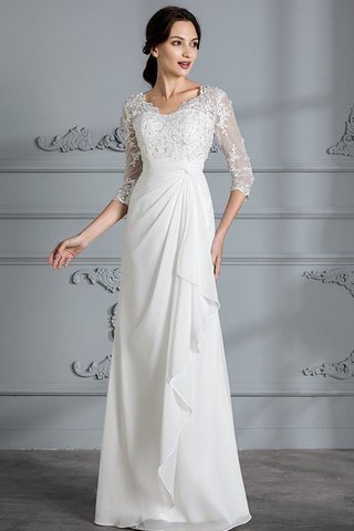 Abito da Sposa V-Scollo in Chiffon Tubino Naturale A Terra