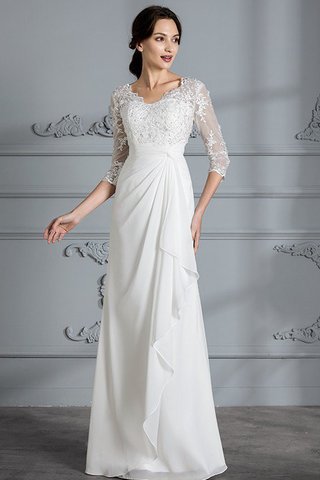 Abito da Sposa V-Scollo in Chiffon Tubino Naturale A Terra