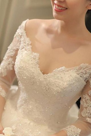 Abito da sposa cerniera con piega a chiesa lunghi fuori dalla spalla meraviglioso