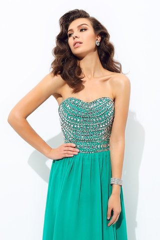 Abito da Sera in Chiffon Naturale con Perline Senza Maniche Cerniera