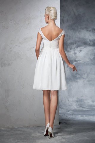 Abito da Sposa con Manica Corte con Increspato Cerniera Al Ginocchio Principessa