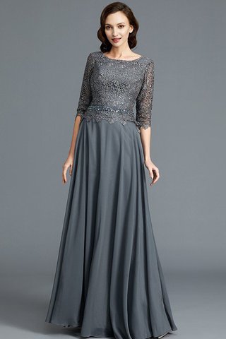 Abito Mamma Sposa A Terra con Mezze Maniche Tondo in Chiffon A-Line