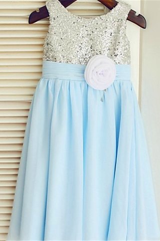 Abito da Cerimonia Bambini Cerniera A-Line A Terra Senza Maniche con Fiore