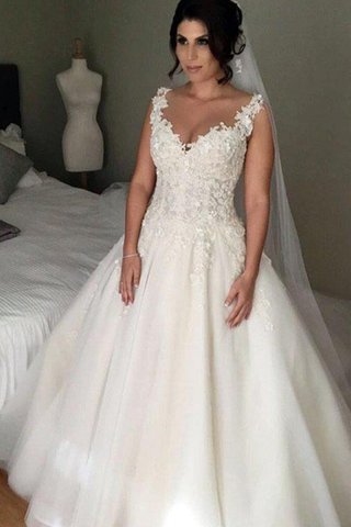 Abito da sposa allacciato speciale con applique medievale conservatore a terra