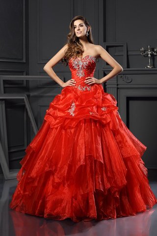 Abito Quinceanera Naturale A Terra Cuore con Perline Ball Gown