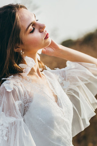 Abito da sposa popolare lunghi a-line in pizzo cerniera a terra