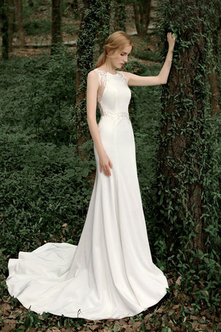 Abito da sposa sensuale pudica senza maniche shiena sheer splendido convenzionale