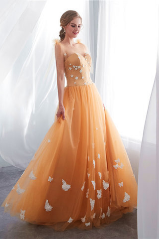 Abito da ballo in tulle con applique carina in raso sensuale naturale