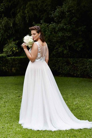 Abito da sposa taglia comode cerniera sensuale in pizzo squisito con piega