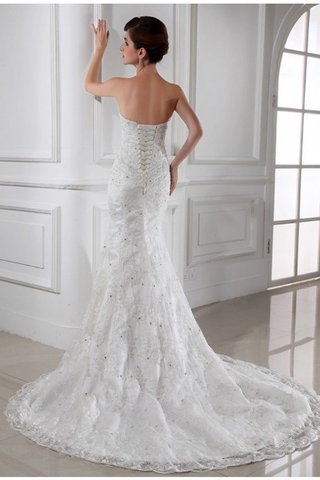 Abito da Sposa Senza Maniche in Pizzo con Perline Senza Spalline Sirena