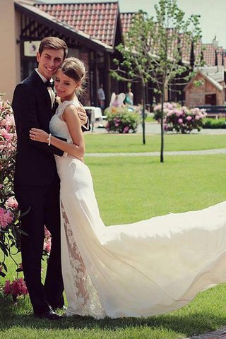 Abito da sposa con ricamo a-line principessa sognatore con piega a terra