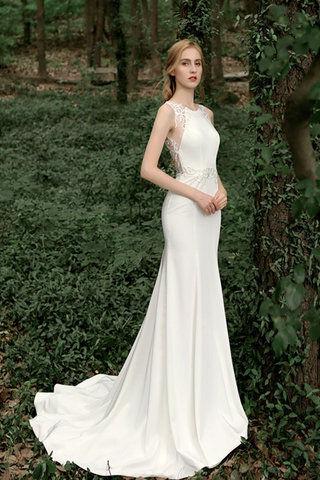 Abito da sposa sensuale pudica senza maniche shiena sheer splendido convenzionale