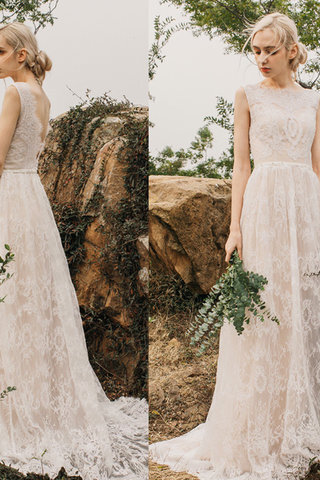 Abito da sposa naturale a riva splendente spazzola treno in pizzo in stain elastico