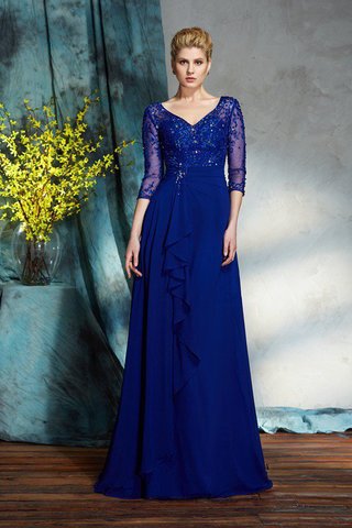 Abito Mamma Sposa V-Scollo in Chiffon A-Line con Paillette Cerniera