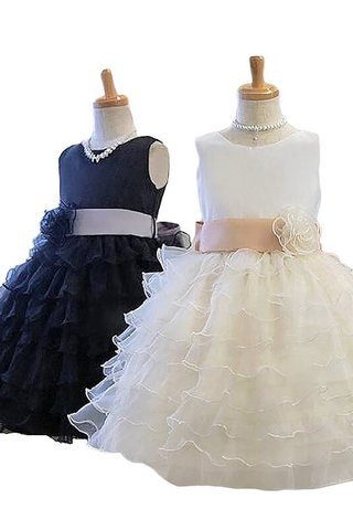 Abito da Cerimonia Bambini in Tulle Naturale con Fiore decorato A-Line