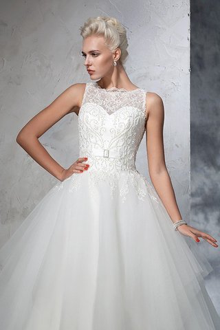 Abito da Sposa con Applique Largo Alta Vita Lunghi Senza Maniche