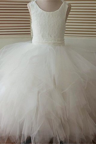 Abito da Cerimonia Bambini Naturale in Organza in Pizzo Tondo Ball Gown