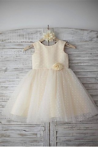 Abito da Cerimonia Bambini Principessa Tondo Naturale in Tulle con Fiore