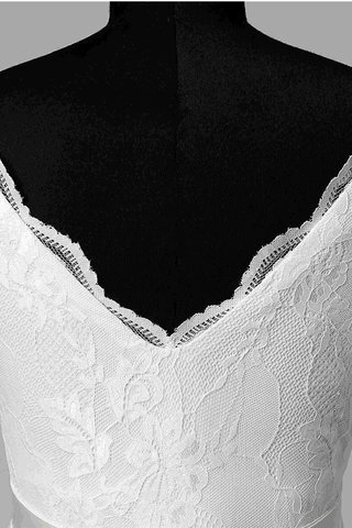 Abito da sposa convenzionale v-scollo cerniera lunghi giunonico con manica corte