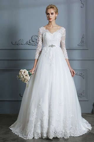 Abito da sposa medievale con applique in tulle fantastico in pizzo a terra