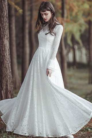 Abito da sposa pudica in pizzo unico lunghi naturale retro