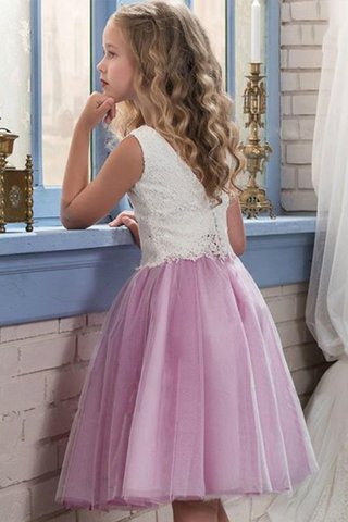 Abito da cerimonia bambini principessa in tulle cerniera scollegato con fiore in pizzo