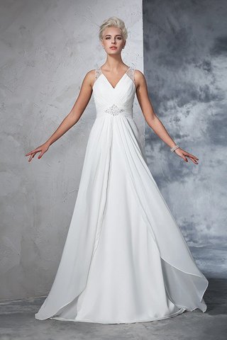 Abito da Sposa Senza Maniche Principessa Alta Vita A-Line in Chiffon