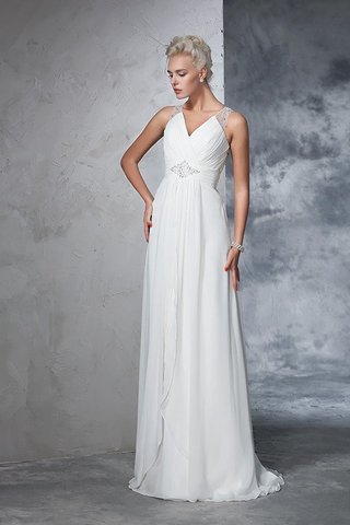 Abito da Sposa Senza Maniche Principessa Alta Vita A-Line in Chiffon