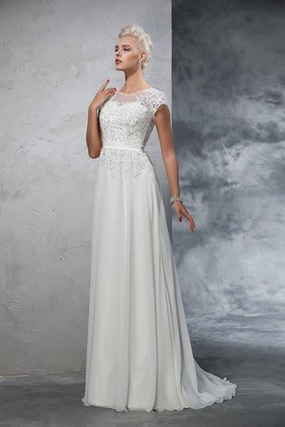 Abito da Sposa Lungo Principessa con Applique in Chiffon Alta Vita