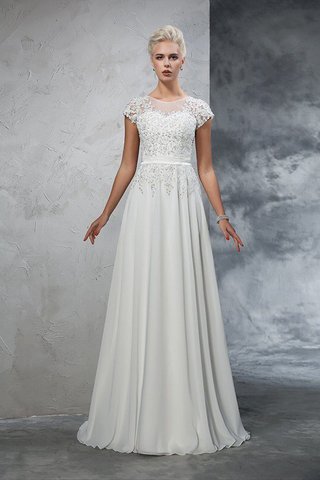 Abito da Sposa Lungo Principessa con Applique in Chiffon Alta Vita