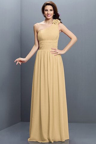 Abito da Damigella con Festone Cerniera in Chiffon A-Line Senza Maniche