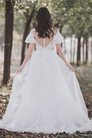 Abito da sposa onorevole all aperto conservatore con increspature cerniera in tulle