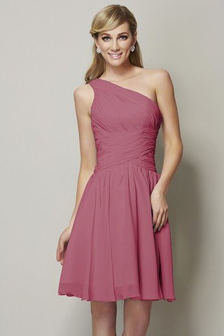 Abito da Damigella Monospalla Naturale in Chiffon con Increspato Principessa