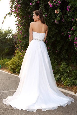 Abito da Sposa Senza Maniche A-Line Alta Bassa Asimmetrici in Organza